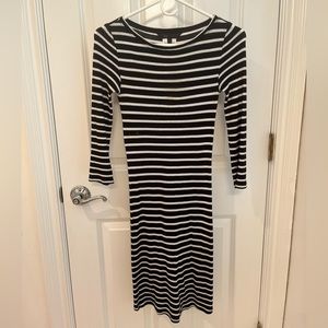Long black and white stripped BCBG dress!!